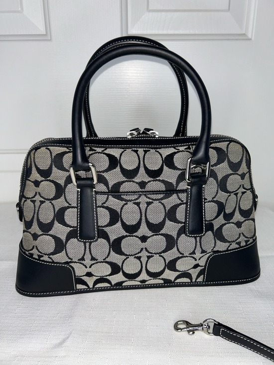 Coach Vintage Black Satchel with Leather Trim and Chrome Hardware - Picture 4 of 16